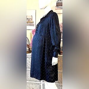 Hatch Maternity shirt dress dark blue with lavender micro dots Hatch size 4 Mat.